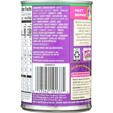 ANNIES HOMEGROWN: Soup Bunny Pasta Chicken Broth, 14 oz