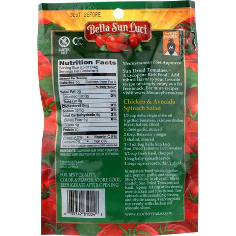 BELLA SUN LUCI: Sundried Tomato Julienne Cut, 3 oz