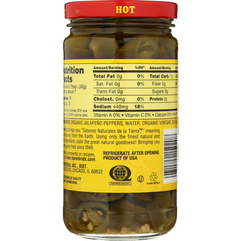 LA PREFERIDA: Organic Jalapeno Nacho Slices Hot, 11.5 oz