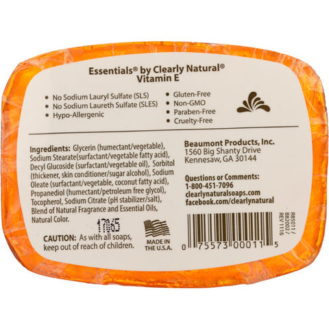 CLEARLY NATURAL: Vitamin E Pure And Natural Glycerine Soap, 4 oz
