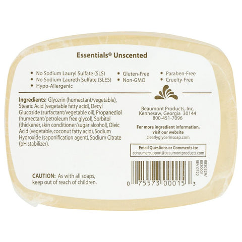 CLEARLY NATURAL: Unscented Pure And Natural Glycerine Soap, 4 oz