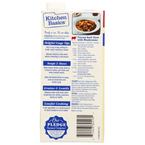 KITCHEN BASICS: Unsalted Beef Cooking Stock, 32 oz