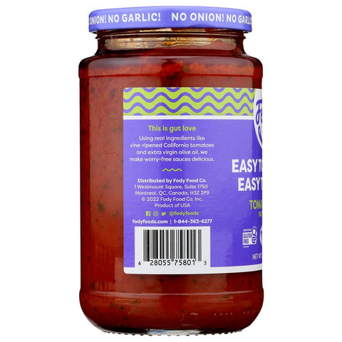FODY FOOD CO: Tomato & Basil Pasta Sauce, 19.4 oz