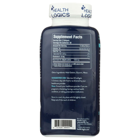 HEALTH LOGICS: Black Cumin Seed Oil, 100 softgels