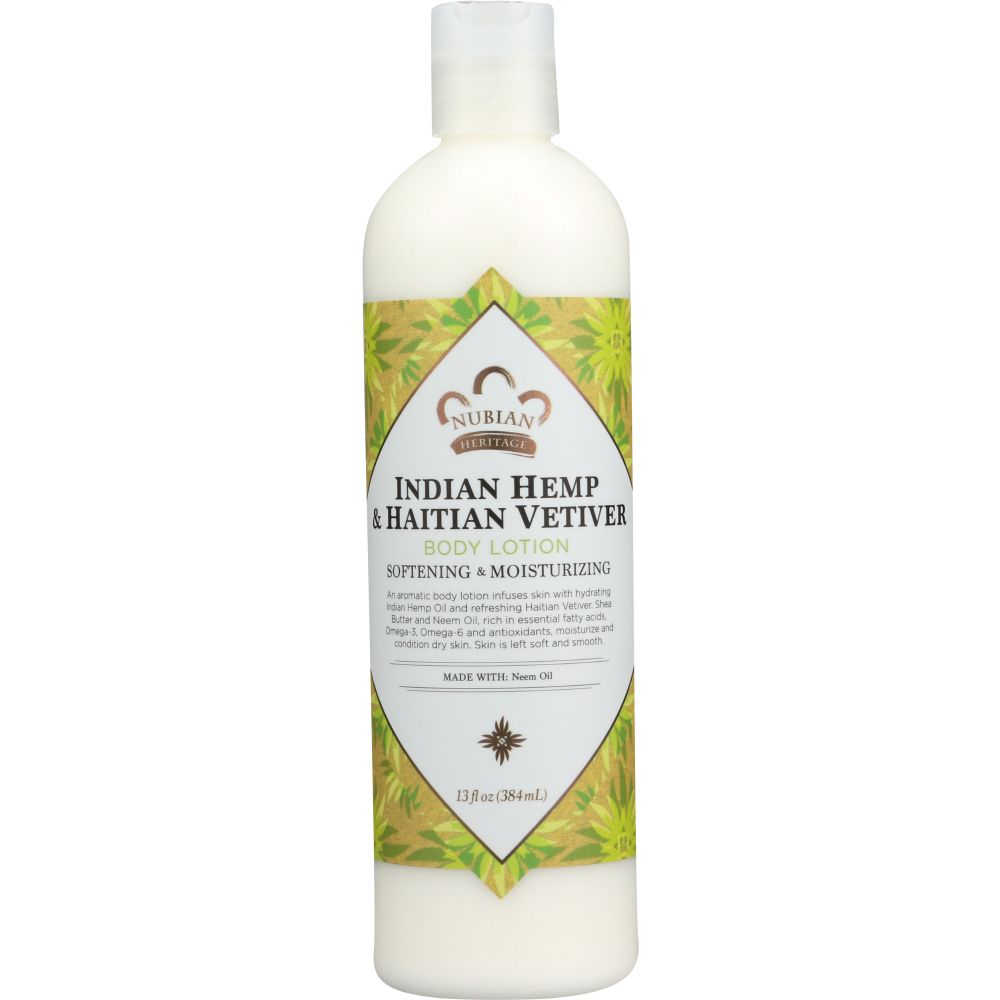 NUBIAN HERITAGE: Body Lotion Indian Hemp & Haitian Vetiver, 13 oz