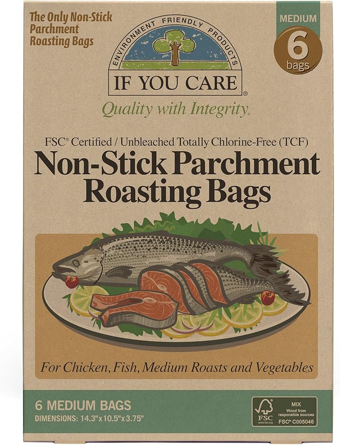 IF YOU CARE: Non-Stick Parchment Roasting Bags Medium, 6 bg