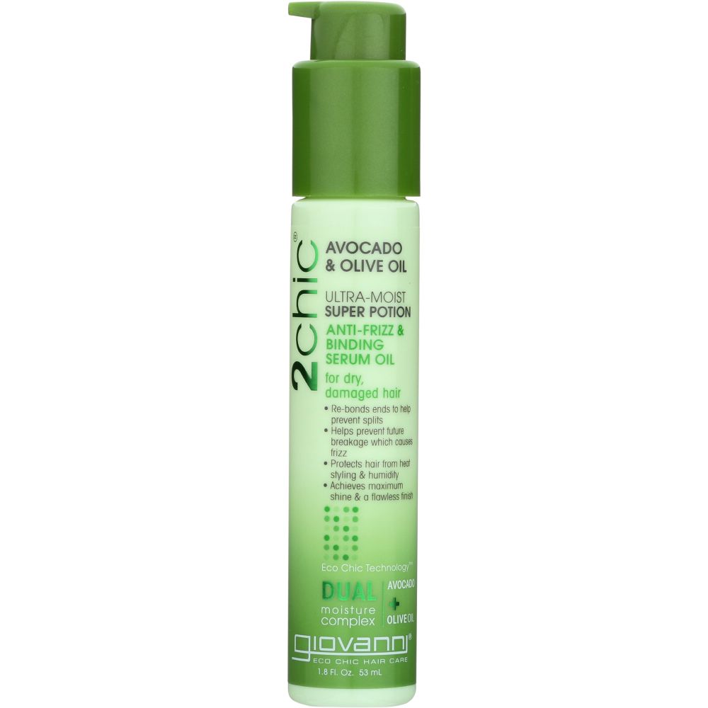 GIOVANNI COSMETICS: 2chic Ultra-Moist Super Potion Anti-Frizz Binding Serum Avocado & Olive Oil, 1.8 oz