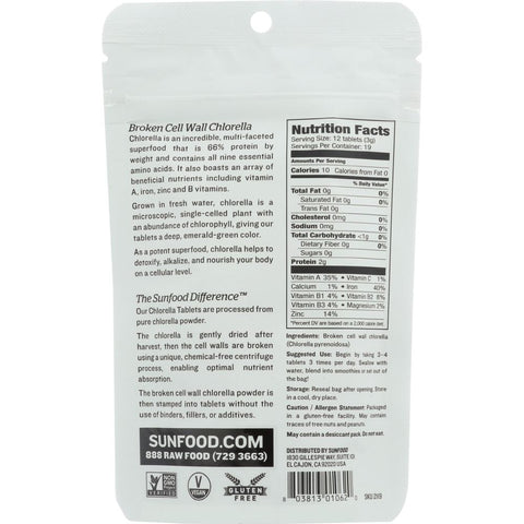 SUNFOOD SUPERFOODS: Tablets Chlorella, 2 oz