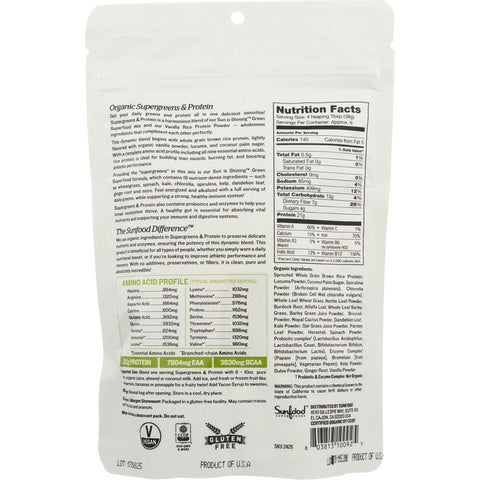 SUNFOOD SUPERFOODS: Supergreens Protein, 8 oz
