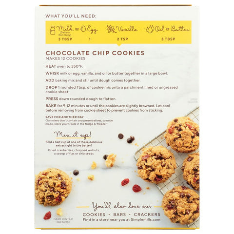 SIMPLE MILLS: Gluten Free Chocolate Chip Cookie Almond Flour Mix, 8.4 oz