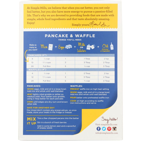 SIMPLE MILLS: Gluten Free Pancake & Waffle Almond Flour Mix, 10.7 oz