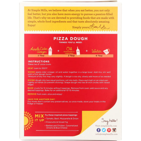 SIMPLE MILLS: Gluten Free Pizza Dough Almond Flour Mix, 9.8 oz