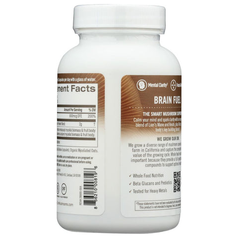 OM ORGANIC MUSHROOM NUTRITION: Brain Fuel Lions Mane Folate, 90 cp