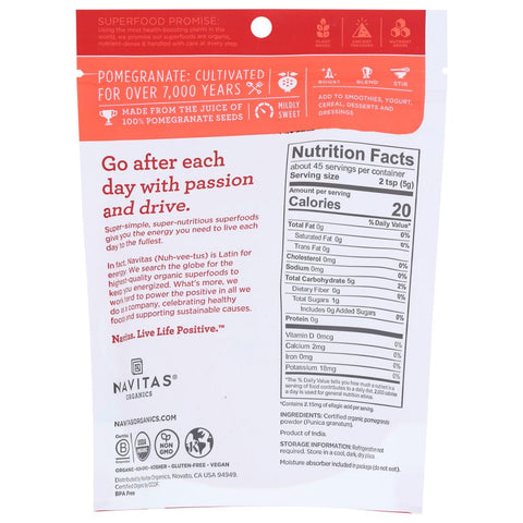 NAVITAS: Organic Pomegranate Powder, 8 oz