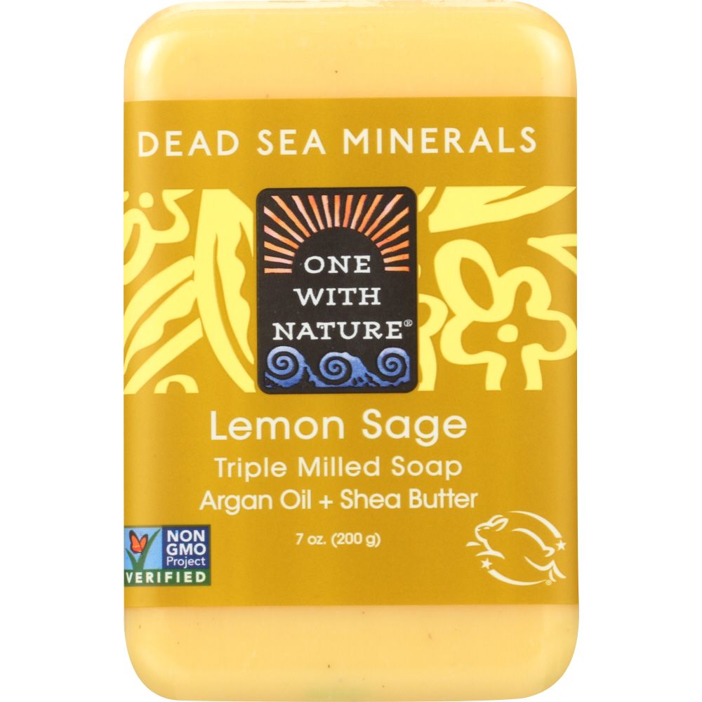 ONE WITH NATURE: Lemon Sage Triple Milled Minerals Soap Bar, 7 oz