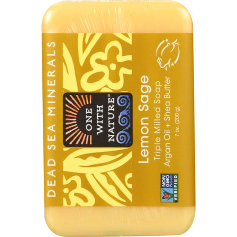 ONE WITH NATURE: Lemon Sage Triple Milled Minerals Soap Bar, 7 oz