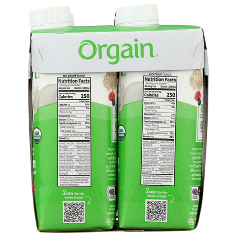 ORGAIN: Organic Nutritional Shake Sweet Vanilla Bean 4 count, 44 oz