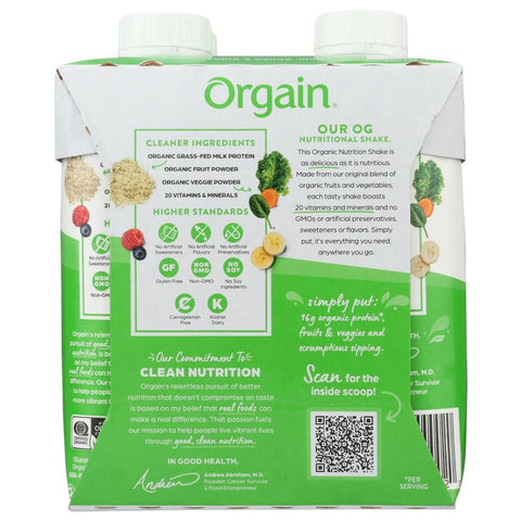 ORGAIN: Organic Nutritional Shake Sweet Vanilla Bean 4 count, 44 oz