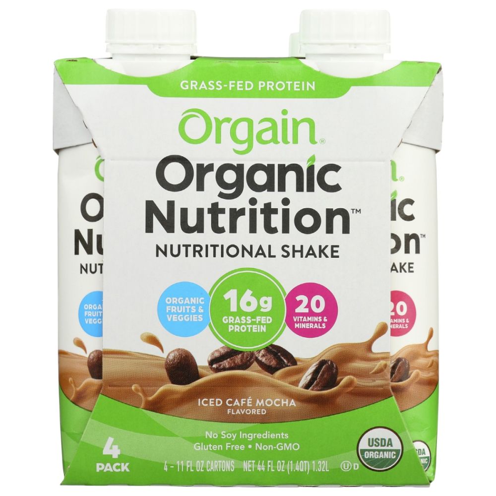 ORGAIN: Organic Iced Cafe Mocha Nutritional Shake 4 count (11 oz each), 44 oz