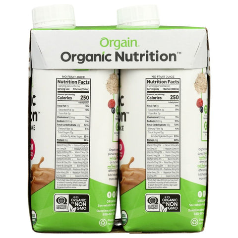 ORGAIN: Organic Iced Cafe Mocha Nutritional Shake 4 count (11 oz each), 44 oz