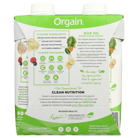 ORGAIN: Organic Iced Cafe Mocha Nutritional Shake 4 count (11 oz each), 44 oz